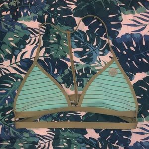 Rip Curl Neoprene Striped Strappy Bikini Top Small
